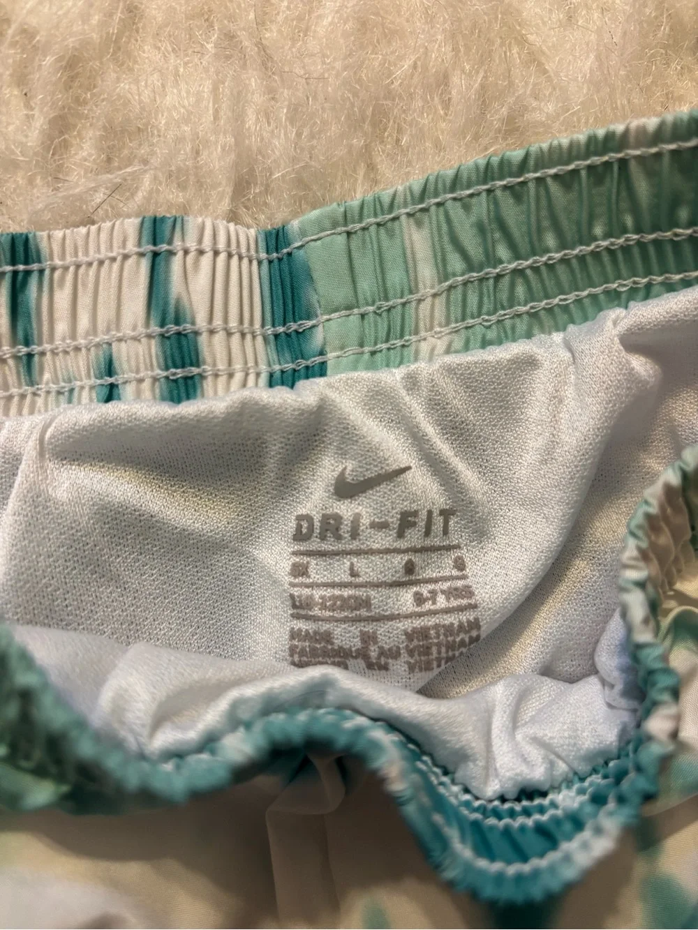 Nike Mint Green and Teal Tie-Dye Dri-FIT Shorts